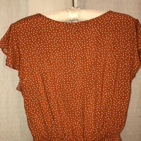One Clothing S Nordstrom Peplum V Neck Button up Short Flutter Sleeve Blouse - Picture 4 of 9